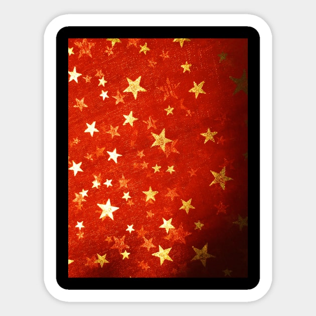 Golden Yellow Stars on Red Sticker by Neil Feigeles